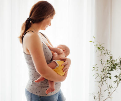 Woman in postpartum depression feeling unemotional and exhausted
